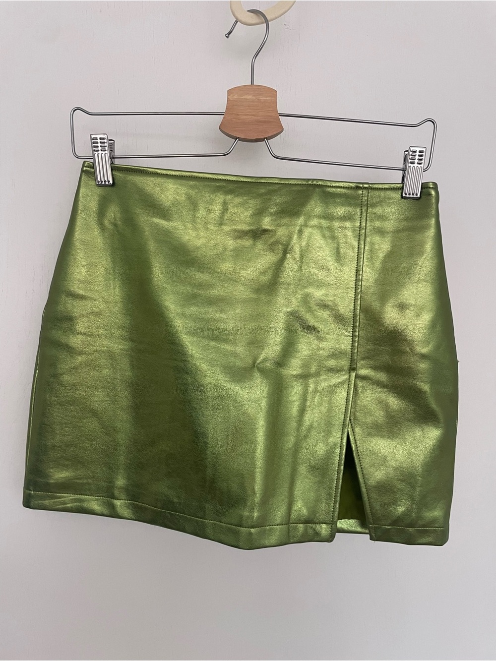 Nasty Gal Metallic Olive Green Mini Skirt